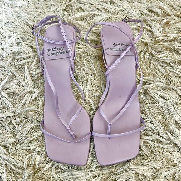 Jeffrey Campbell Fluxx Leather Square Toe Strappy Sandals in Lilac size 6.5 - Picture 3 of 12